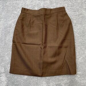 VTG Banana Republic Skirt Womens 6 Brown Plaid Academia Pencil Wool Old Money